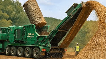 Dangerous Tree Shredder and Wood Chipper crushing machines | Monster Stump Removal Excavator #86