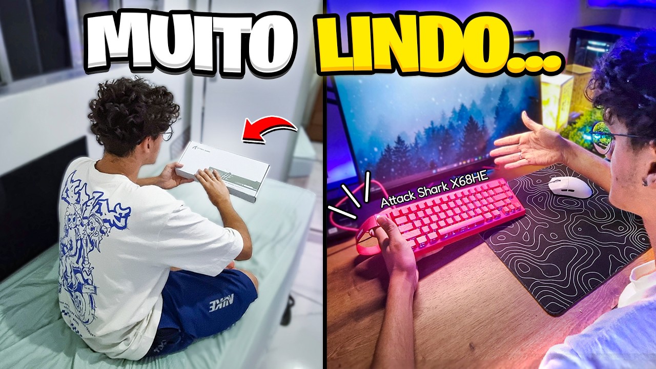 MUITO LINDO!!! Tunando o SETUP GAMER com um TECLADO MAGNÉTICO ROSA  - Attack Shark X68he