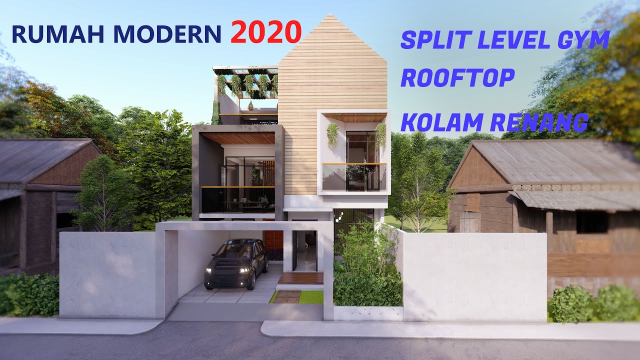 Desain Rumah Minimalis Modern split level rumah 7x15 Kolam 