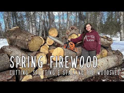 Spring Firewood - Cutting, Splitting and Stacking the Woodshed - YouTube