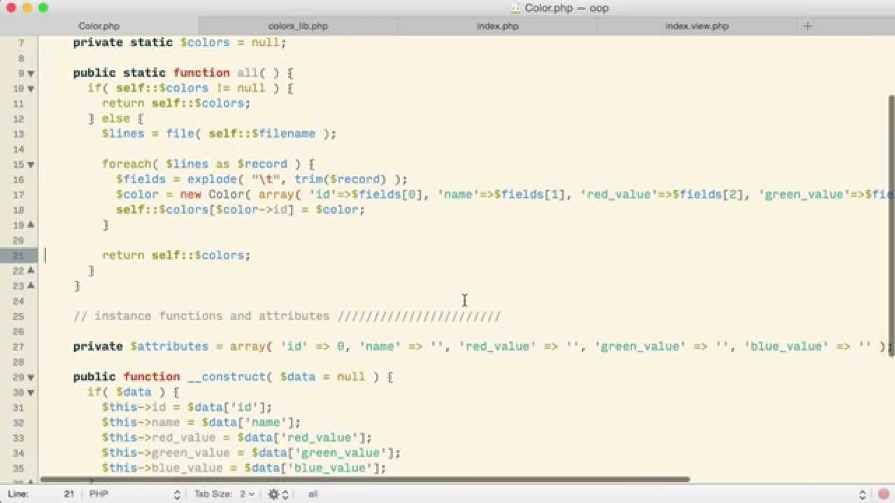 PHP30.1 Example: OOP CRUD Index for Colors