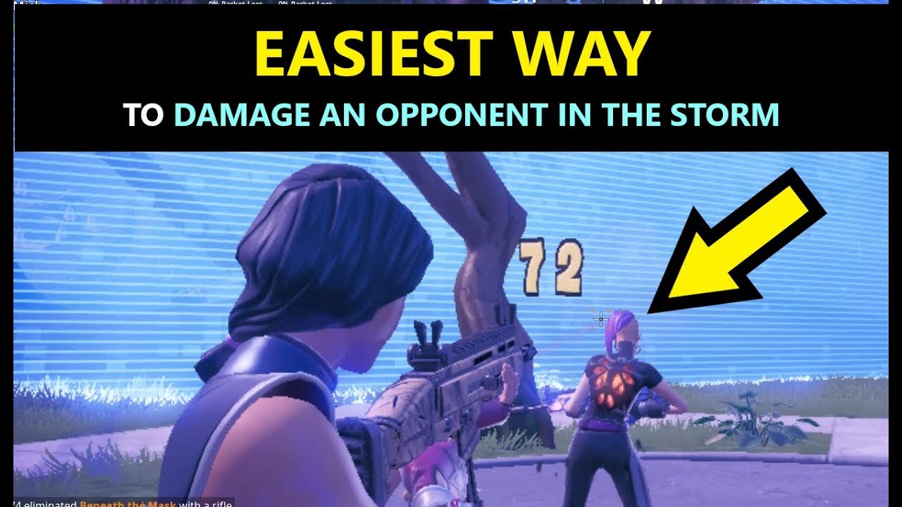 Damage an opponent in the Storm (Fortnite Season 10 Week 8 Storm Racers