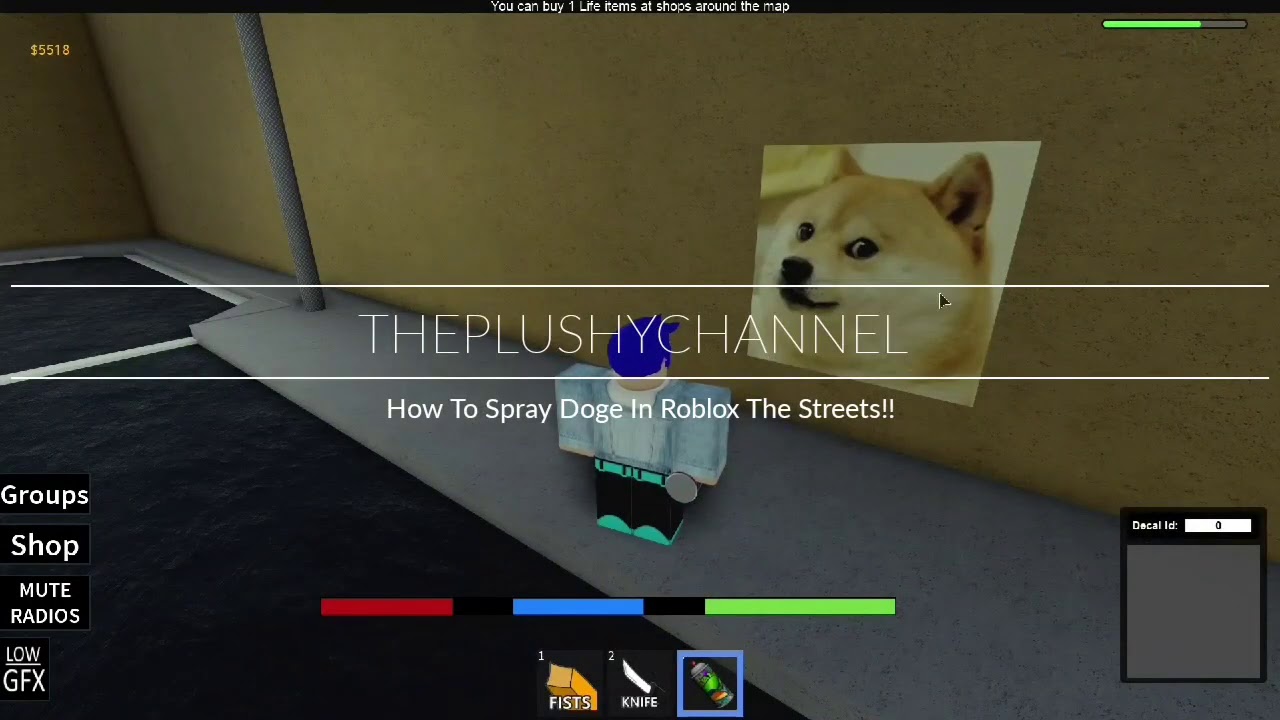 How To Spray Doge In Roblox The Streets Youtube - decal roblox doge