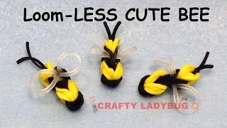 NEW Rainbow Loom-LESS CUTE BEE EASY Charm Tutorials by Crafty Ladybug /How to DIY