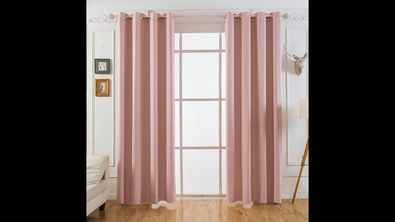 1125944 Modern Pink Plain Simple Blackout Curtains for Living Room bedroom