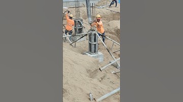 Technical casting concrete of stump column on footing