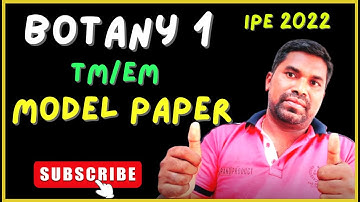 Ts botany first year Model Paper, Ipe 2022,Botany Paper 1 for IPE 2022 As per new Blue print