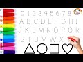 Learn to write Numbers, abcd, 2d shapes drawing, colors for toddlers &amp; kids | Alphabet, Shapes | MK