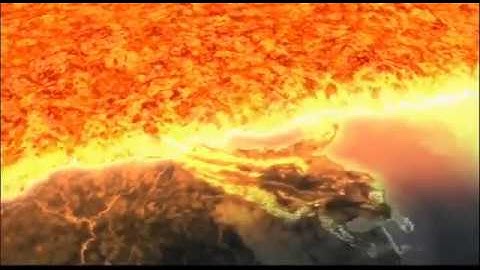 Simulation of a collision of the Earth with an asteroid with a diameter of 500 km.