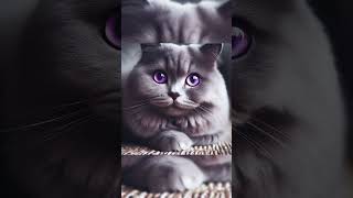 Grey Cat With Purple Eyes |#Shorts #Viralshorts #Cat #Cute #Cutecat