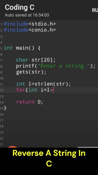 Reverse A String In C 👩🏻‍💻 #coding #shorts #short #cprogramming - YouTube
