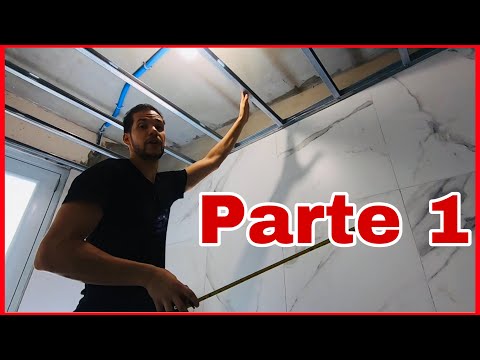 Como hacer la estructura de metal con Track y Stud de un techo para un baño en Gypsum Board