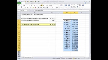 Computing Durbin-Watson Statistic in Excel