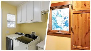 75 Laundry Room With Quartz Countertops And Yellow Walls Design Ideas You'll Love ☆