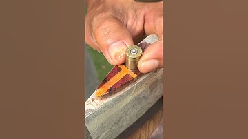 Cool Axe Hanging : Double cross wedge + Shell casing + Brass nail #craftsmanship #satisfying