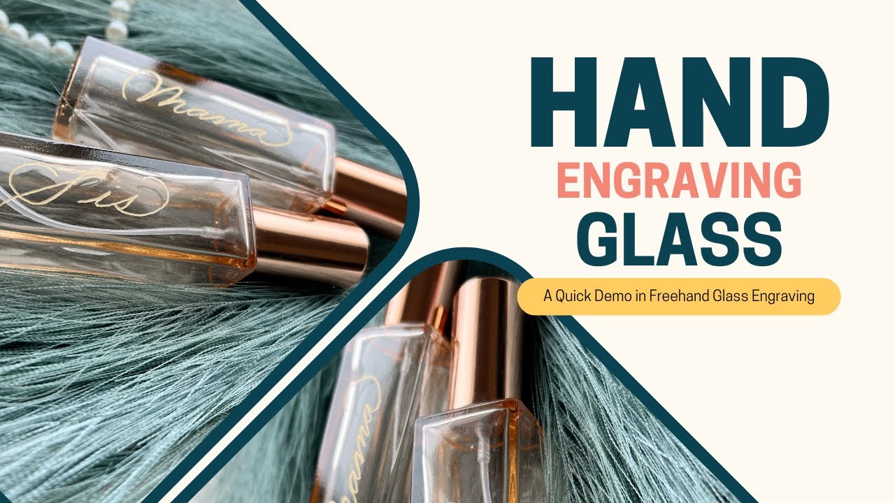 Freehand Glass Engraving | Engraved Perfume Bottle | DIY Glass Etching | Calligraphy Engraving