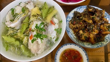 Cá hú nấu canh chua với giá  ăn cùng cá bống tượng kho khô tiêu đậm vị🥰Delicious sour fish soup