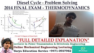 2014 Thermo Fluids Final Q2 - Diesel Cycle / Problem Solving of Diesel Cycle - FULLY EXPLAINED