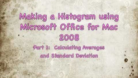 Excel for Mac 2008:  average and standard deviation (vertical bar graph)