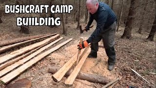 Building A Bushcraft Camp: Log Splitting For Wall Construction!