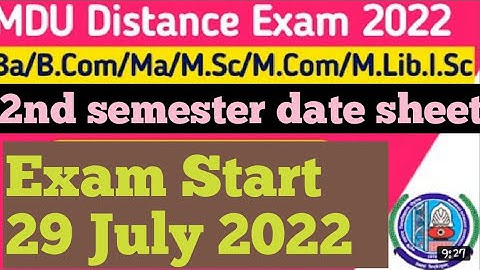 Mdu M.A,M.Sc,M.Com 2nd semester Distance exam date  sheet revised july 2022/ 2nd sem datesheetupdate