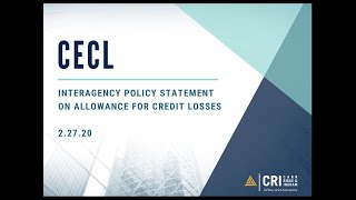 CECL: Interagency Policy Statement on Allowance for Credit Losses Webinar