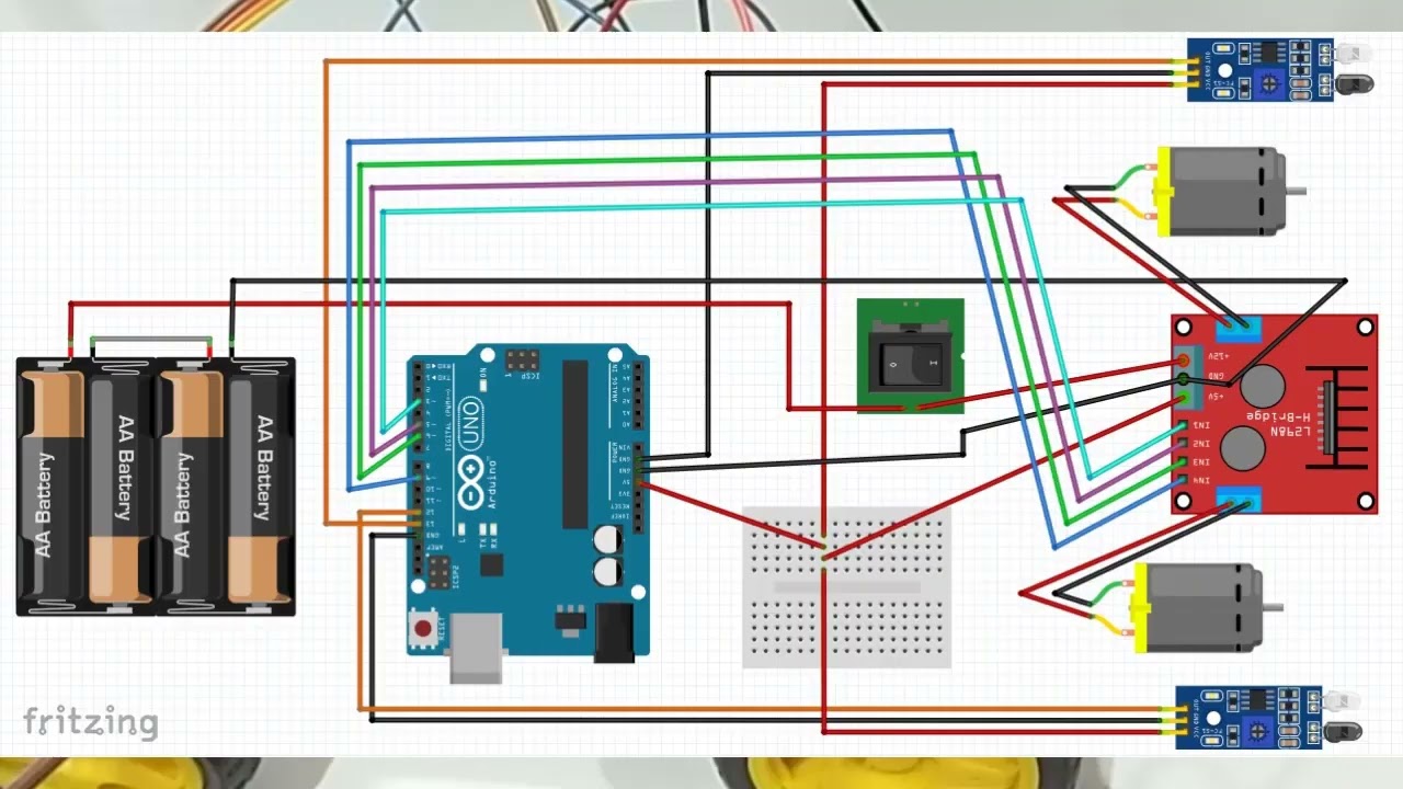 Line Following Robot car using with Arduino IR Sensor L298 Motor driver ...