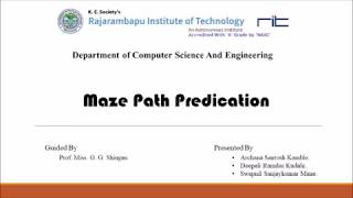 Maze Path Prediction Using Machine Learning || CSE || RIT