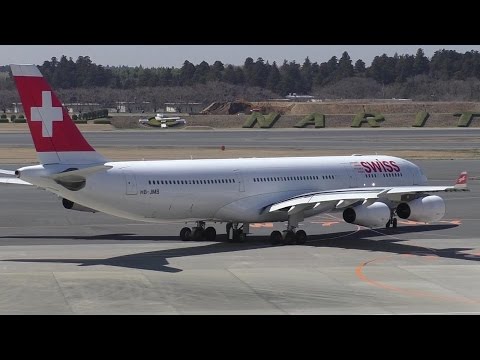 Swiss A340-313 [HB-JMB] Taxi and Takeoff from Tokyo Narita