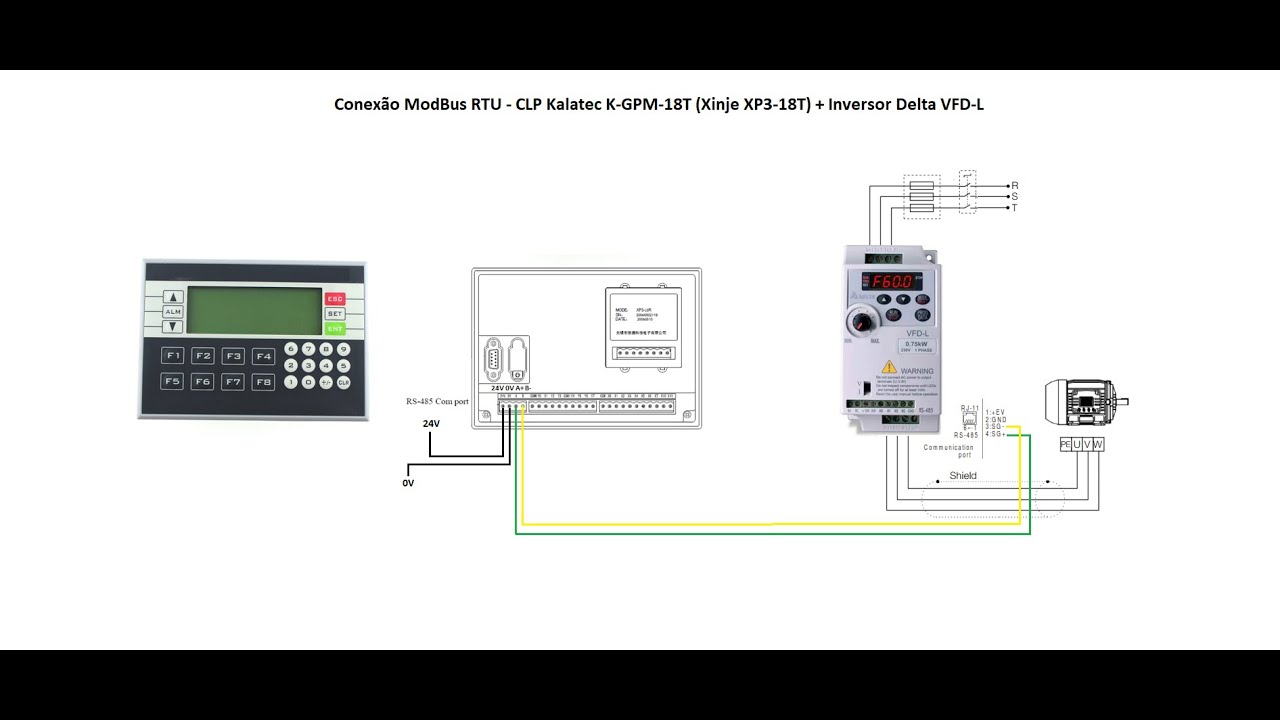 ModBus RTU, Xinje XP3-18T (K GPM-18T) + Inversor Delta VFD-L - YouTube