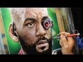Painting Will Smith as Deadshot - Airbrush Will Smith (Time lapse)