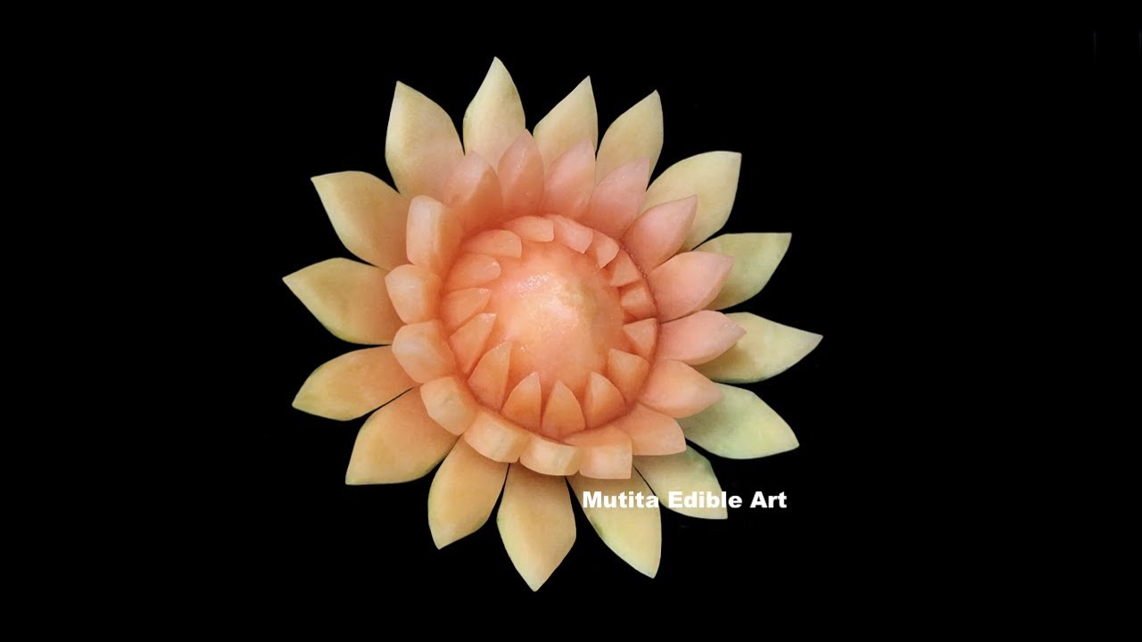 Simple Papaya Beautiful Flower Lotus | Sunflower | Beginners Lesson 188 | Mutita Art Of Fruit & Vege