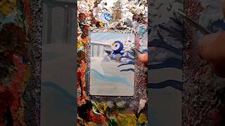Painting on a Piplup Pokemon card!