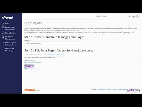 How to Create a Custom 404 Error Page in cPanel with Aura One