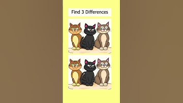 Spot the 3 Differences in These Cute Cats! 😺🧐 | Brain Puzzle Challenge #dop2 #shorts #puzzle