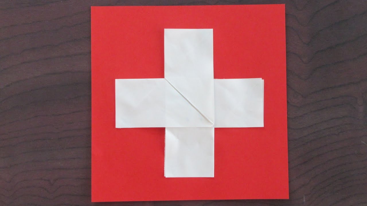 折り紙 スイスの国旗 Origami Swiss Flag Youtube