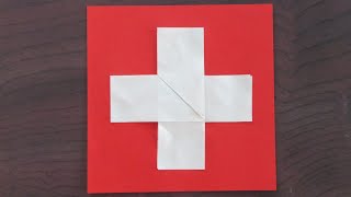 【折り紙】スイスの国旗【origami】Swiss Flag