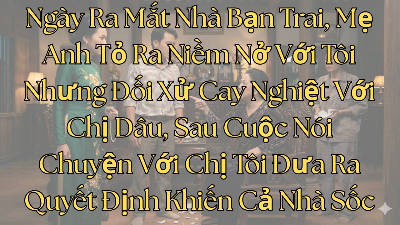 Ngày Ra Mắt Nhà Bạn Trai, Mẹ Anh Tỏ Ra Niềm Nở Với Tôi Nhưng Đối Xử Cay Nghiệt Với Chị Dâu, Sau...