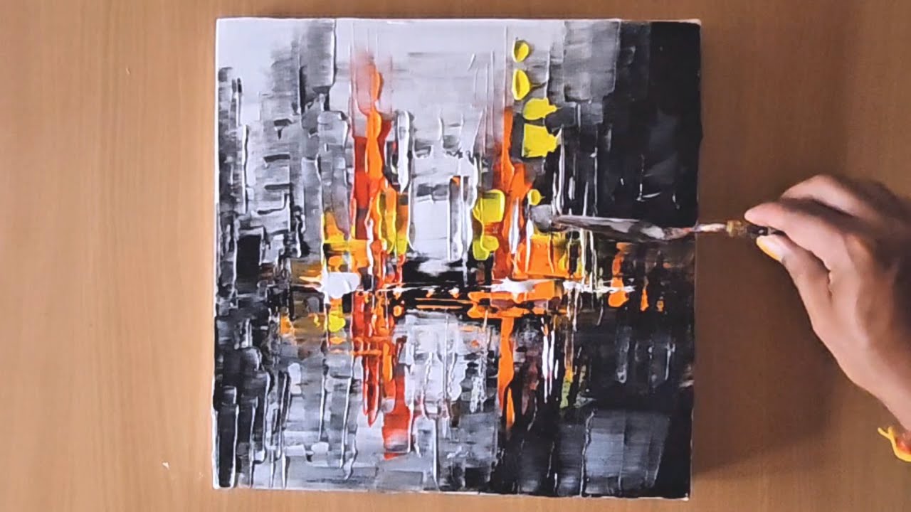 Easy Acrylic Painting Technique / Abstract Cityscape Painting