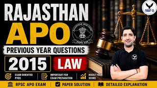 Rajasthan APO Previous Year Questions 2015 (Law) | APO PYQS | Complete Paper Solution | Part 2