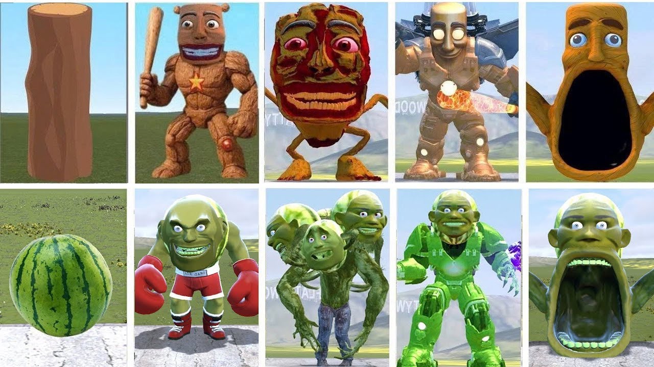 EVOLUTION OF ALL TUNGTUNG SAHUR ITALIAN AI BRAINROT MEMES VS NEW CURSED LIN GANG MELON in GMOD