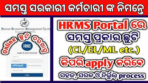 ONLINE LEAVE APPLY PROCESS IN HRMS PORTAL || #hrmsodisha #onlineleave