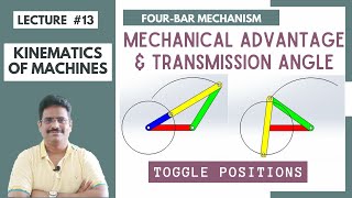 Lecture 13: Mechanical Advantage & Transmission Angle of Four-Bar Mechanism | Toggle Positions | KOM