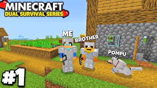 MINECRAFT PE 🔥 Dual Survival Series in Hindi Ep 1 | Made a Stater Base \& Iron Armor