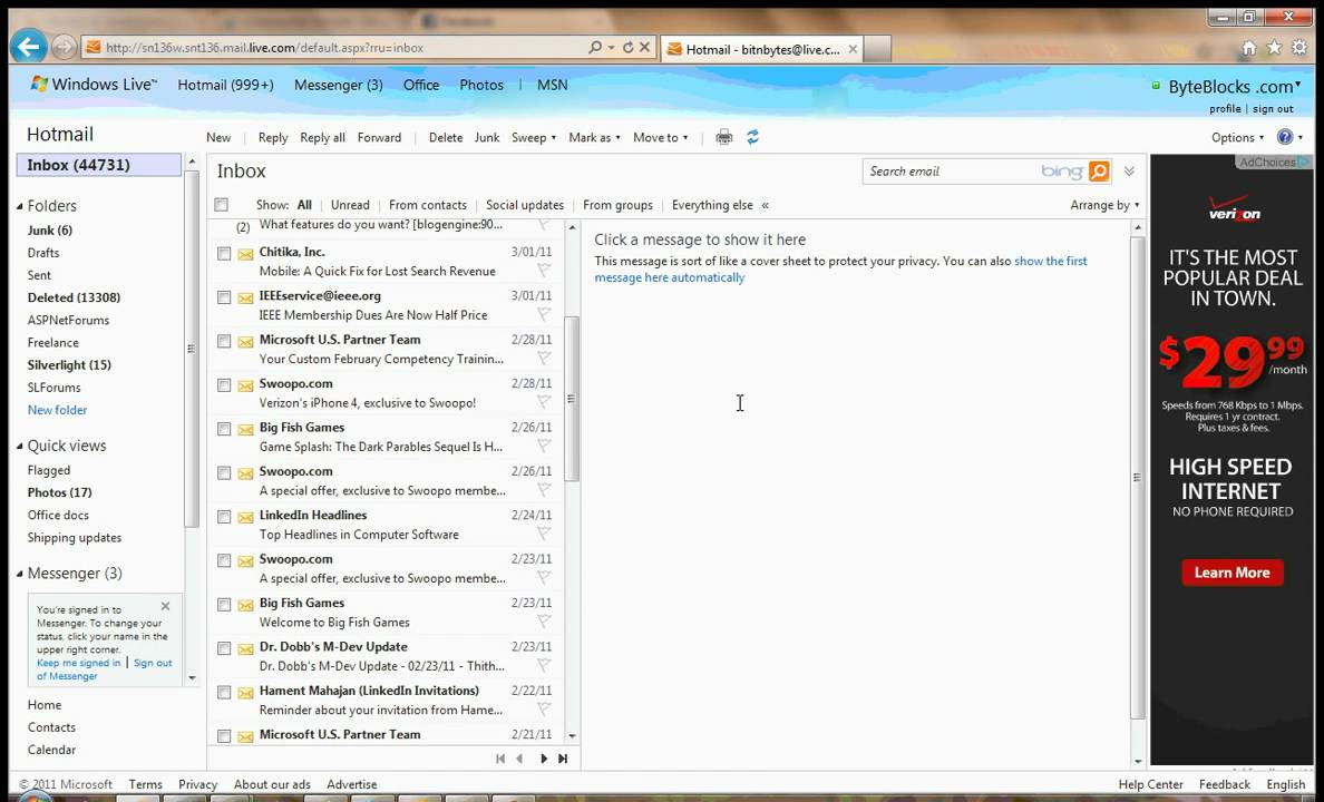 How To Clean Up Hotmail Inbox 1 Youtube