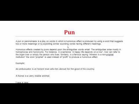 Pun or Paronomasia | What is Pun or Paronomasia?  Figure of Speech | Literary Terms