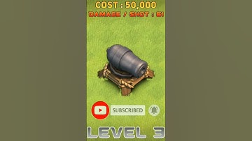 Clash Of Clans Builder Base Cannon Upgrade From Level 1 to Max | Upgrading Cannon #cocshorts