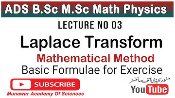 Lec#03 Laplace Transformation || Formulae Of Laplace Transformation || ADS Method Exercise 11.1
