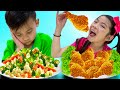 Emma y Jannie Comen, Cocinan, Learn Healthy Snacks y Pollo Frito | Comiditas de Juguetes para Niños