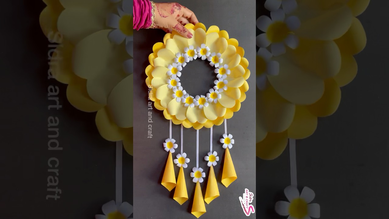 Beautiful paper flower wall hanging craft ideas 💡 #diy #shorts #youtubeshortsindia